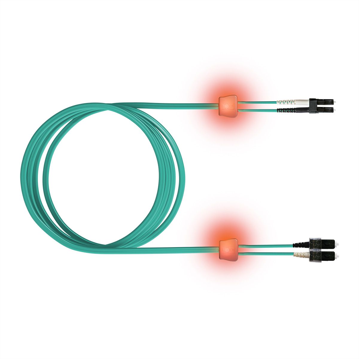EasyLan LWL-LED-Patchkabel duplex 50/125µm OM3, LC/SC, türkis, 1 m