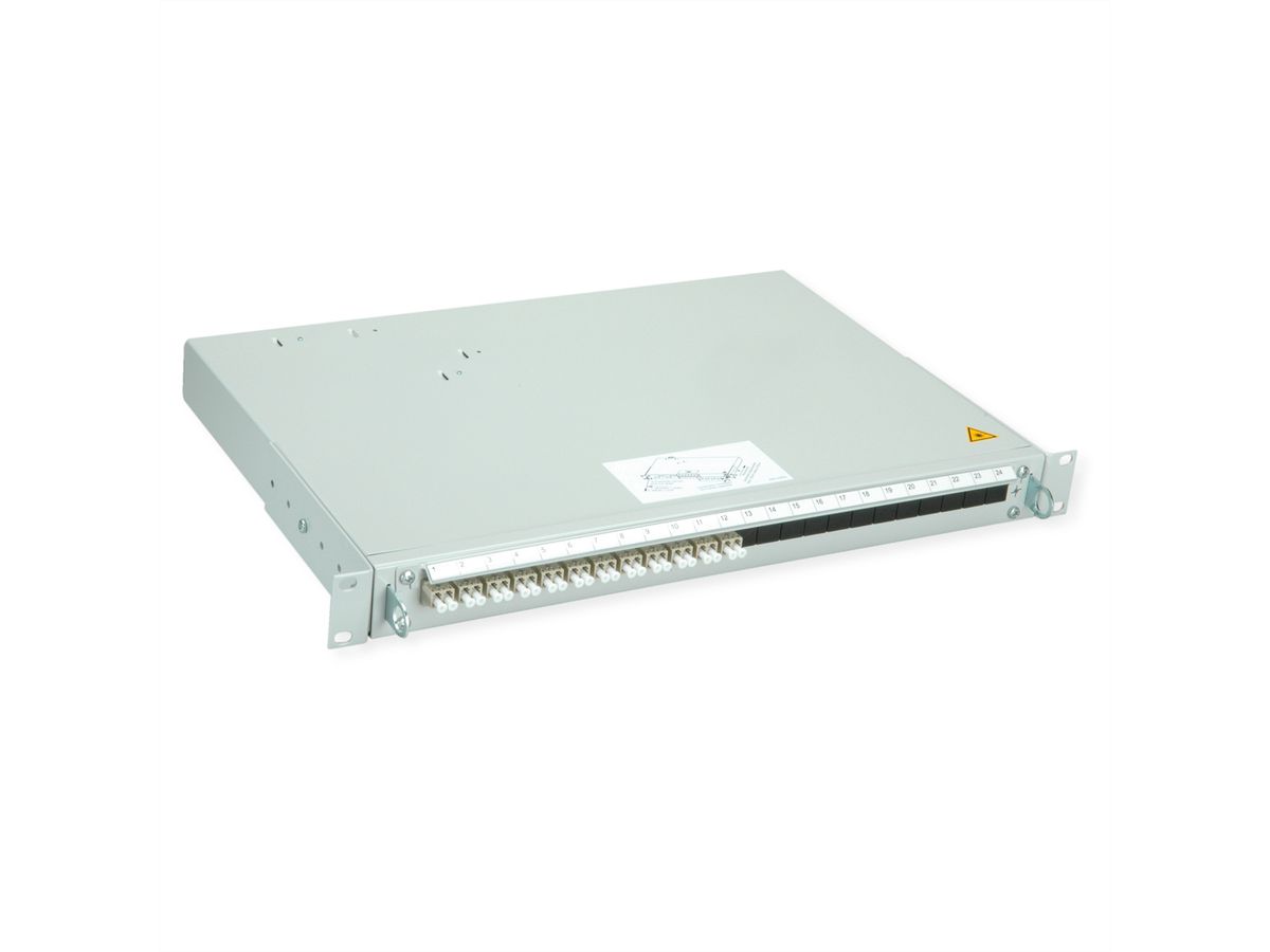 TELEGÄRTNER PROFI V LWL-Panel mit Kupplungen & Pigtails, 12x LC Duplex, beige, OM2, Grade B