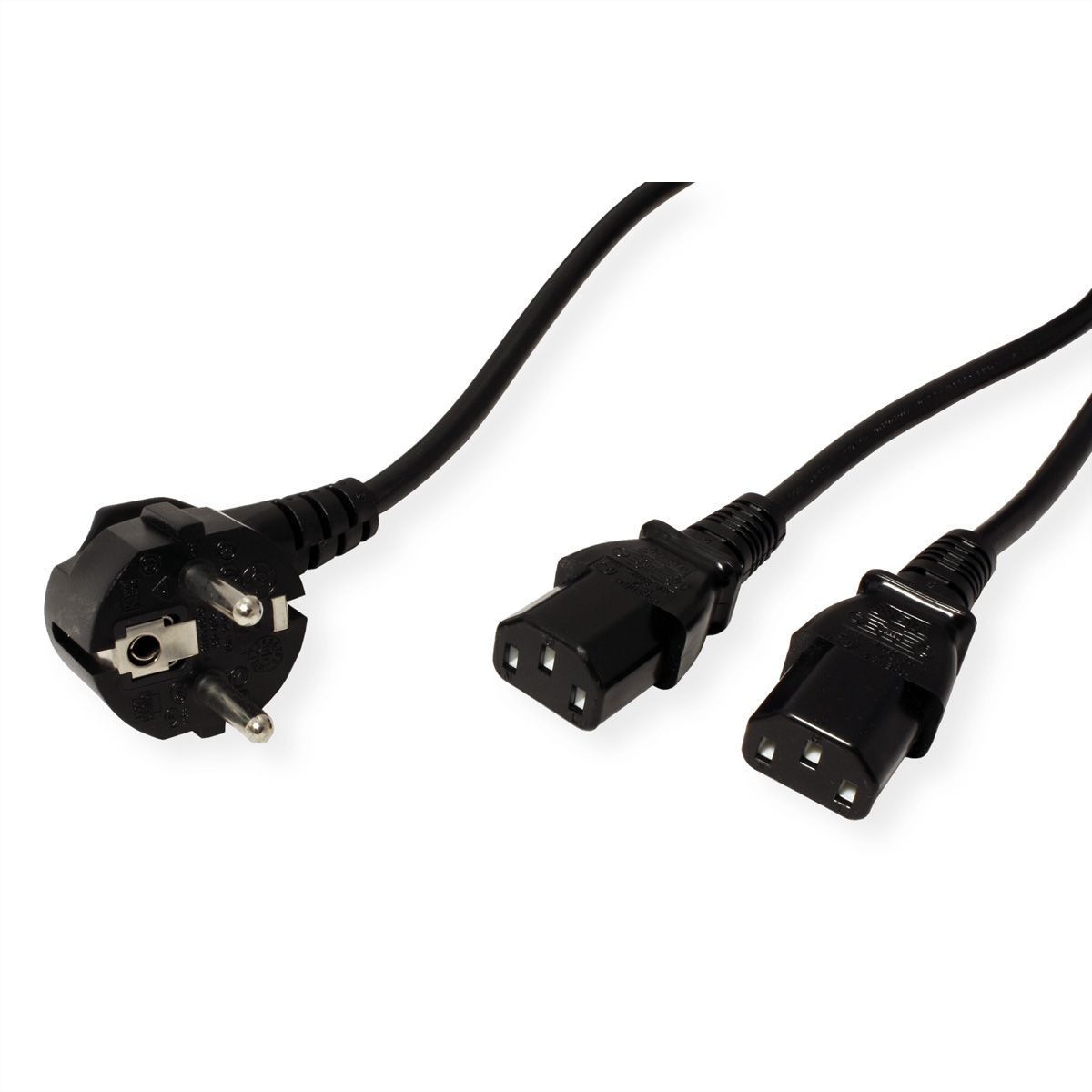 VALUE Y-Netzanschlusskabel, schwarz, 2 m