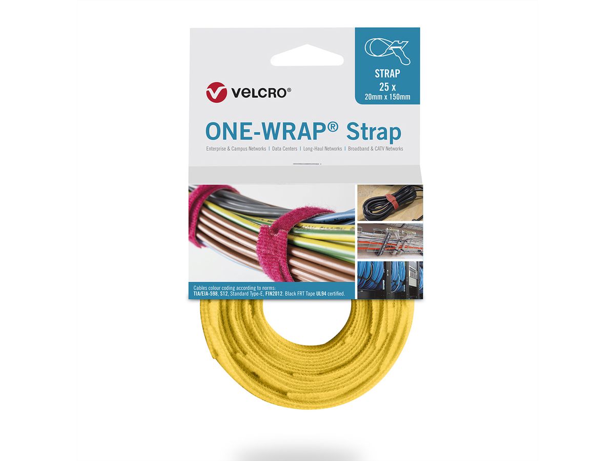 VELCRO® One Wrap® Strap 20mm x 230mm, 25 Stück, gelb