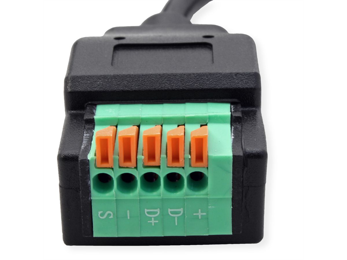ROLINE Kabeladapter USB-Typ-C Stecker zu 5-Pin-Klemmleiste, (Drucktasten), 15 cm