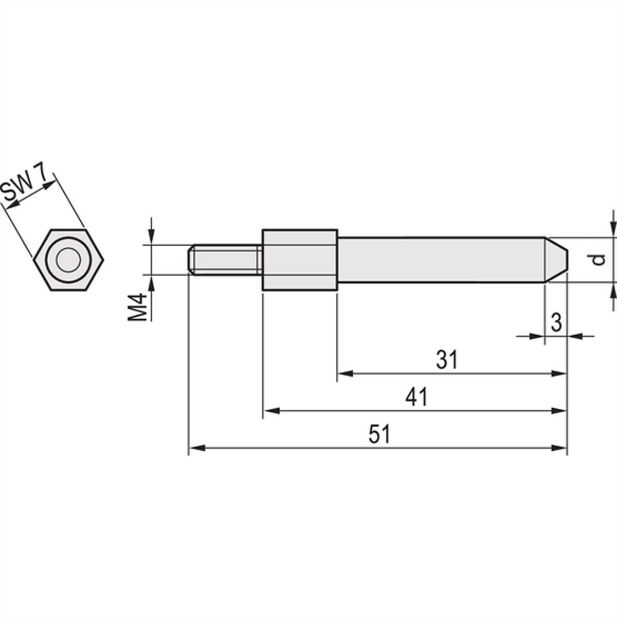 SCHROFF ZENTRIERBOLZEN F.RUECKRAHM. D6,0