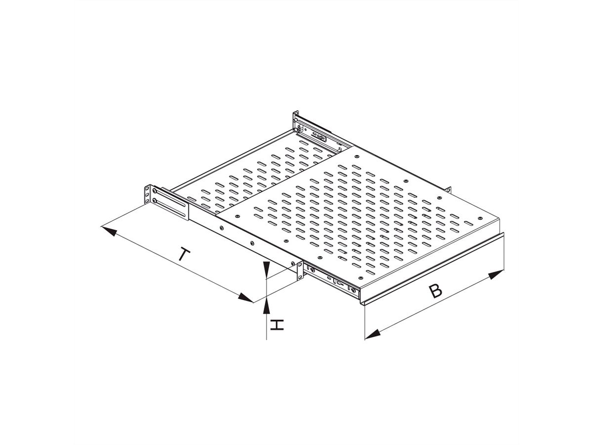 CONTEG 19"-Fachboden ausziehbar, 435 x 505 mm, 80kg