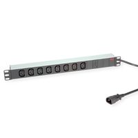 ROLINE 19-Zoll-Steckdosenleiste 8-fach C13 + C14-Stecker, 10A, silberfarben, 2 m