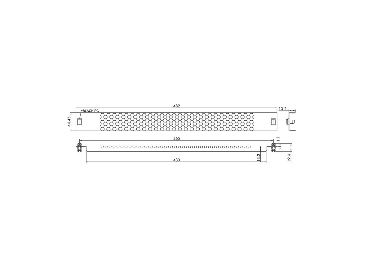 VALUE 19"-Belüftungsplatte Snap-in, 1 HE, schwarz