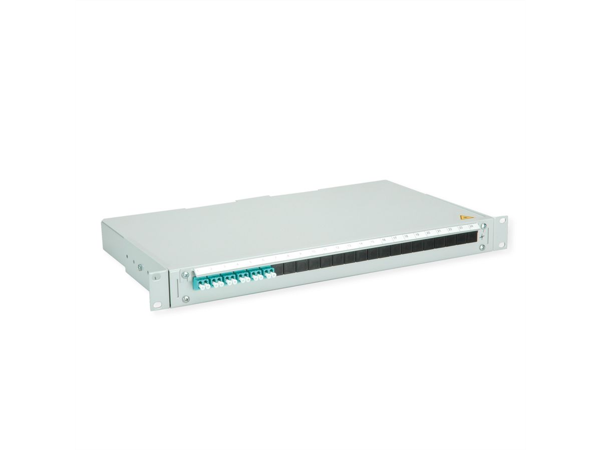 TELEGÄRTNER BASIS V LWL-Panel mit Kupplungen, 6x LC Duplex, türkis, OM3