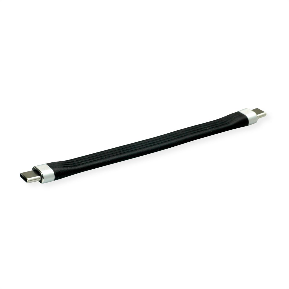 ROLINE USB 3.2 Gen 2 Silikonkabel, Emark, USB C-C, ST/ST, 8K UHD, 10Gbit/s, 60W, schwarz, 11 cm
