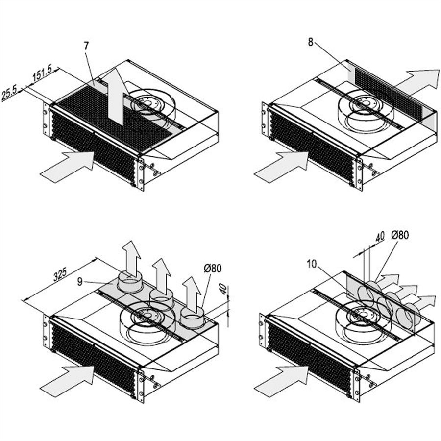 SCHROFF Luftaustritt Rückseite: Abdeckblech oben, ohne Perforation, St, 1 mm, Oberfläche AlZn
