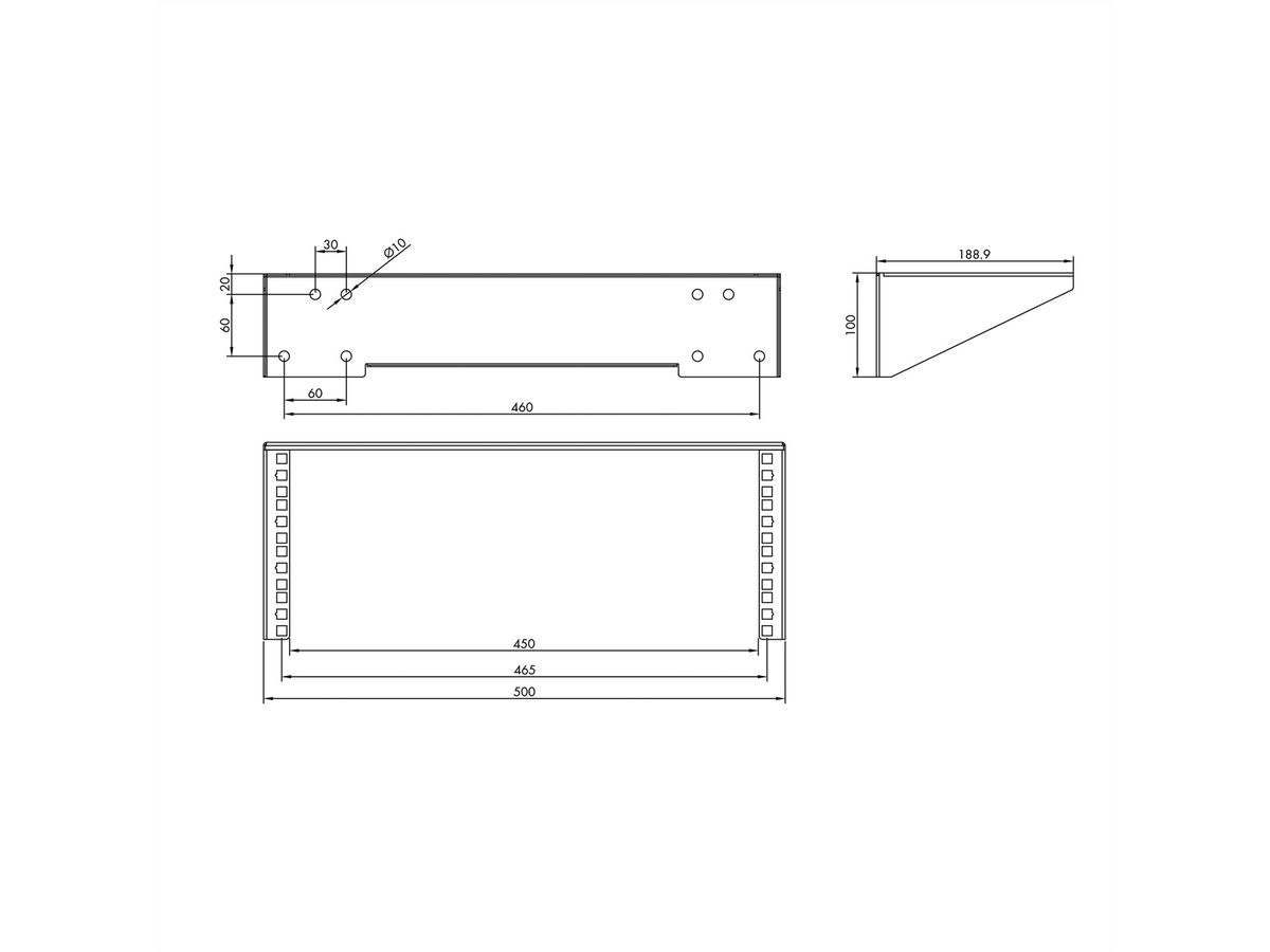 VALUE 19"-Wand-/Untertischhalterung, 4 HE, schwarz