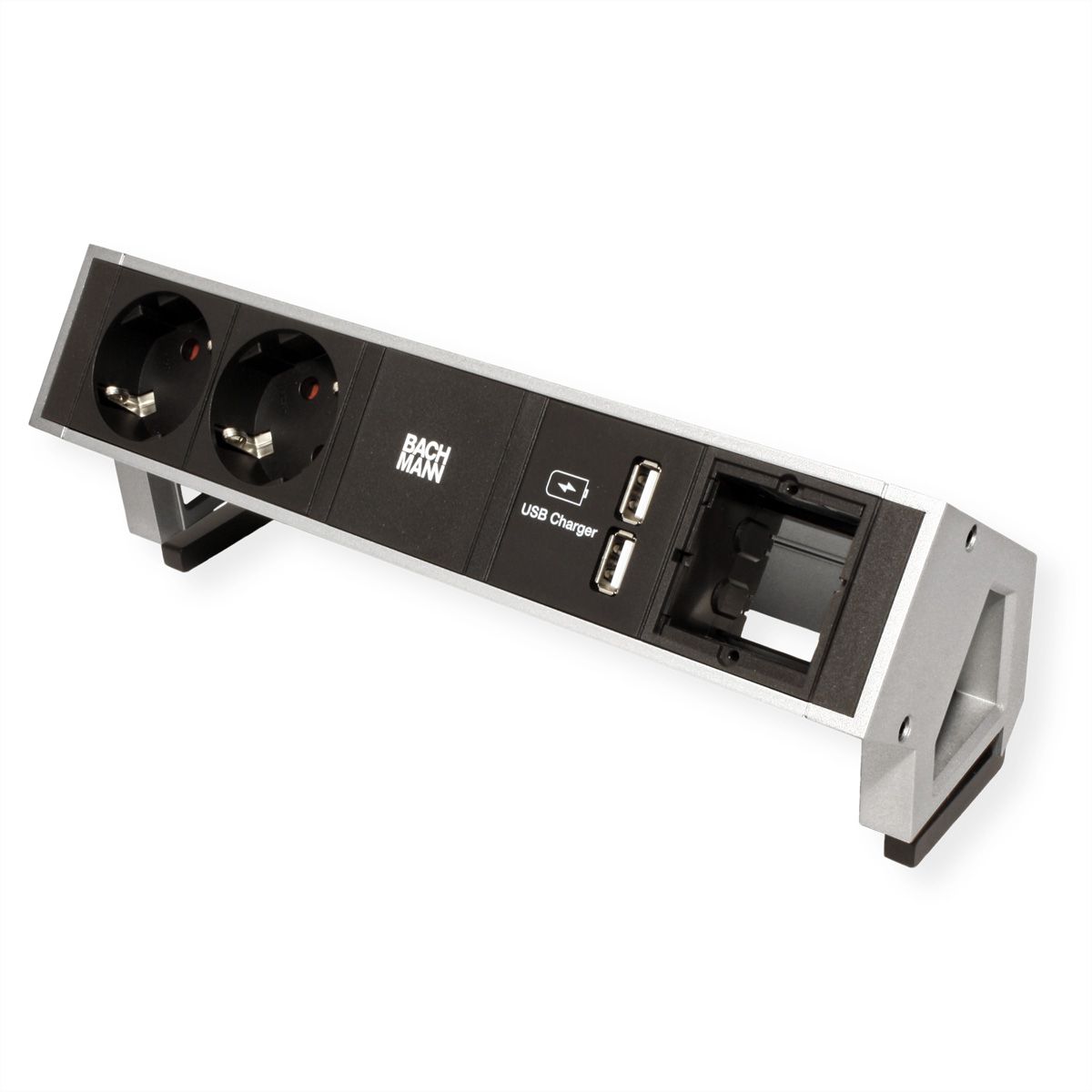 BACHMANN DESK2 2x Schutzkontakt 1x USB-Charger 1x ABD, GST18 Inox