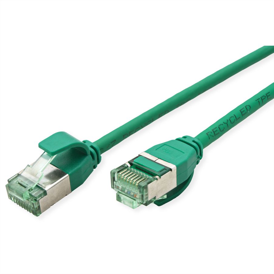 ROLINE RM U/FTP DataCenter Patchkabel Cat.6A (Class EA), slim, grün, 0,3 m