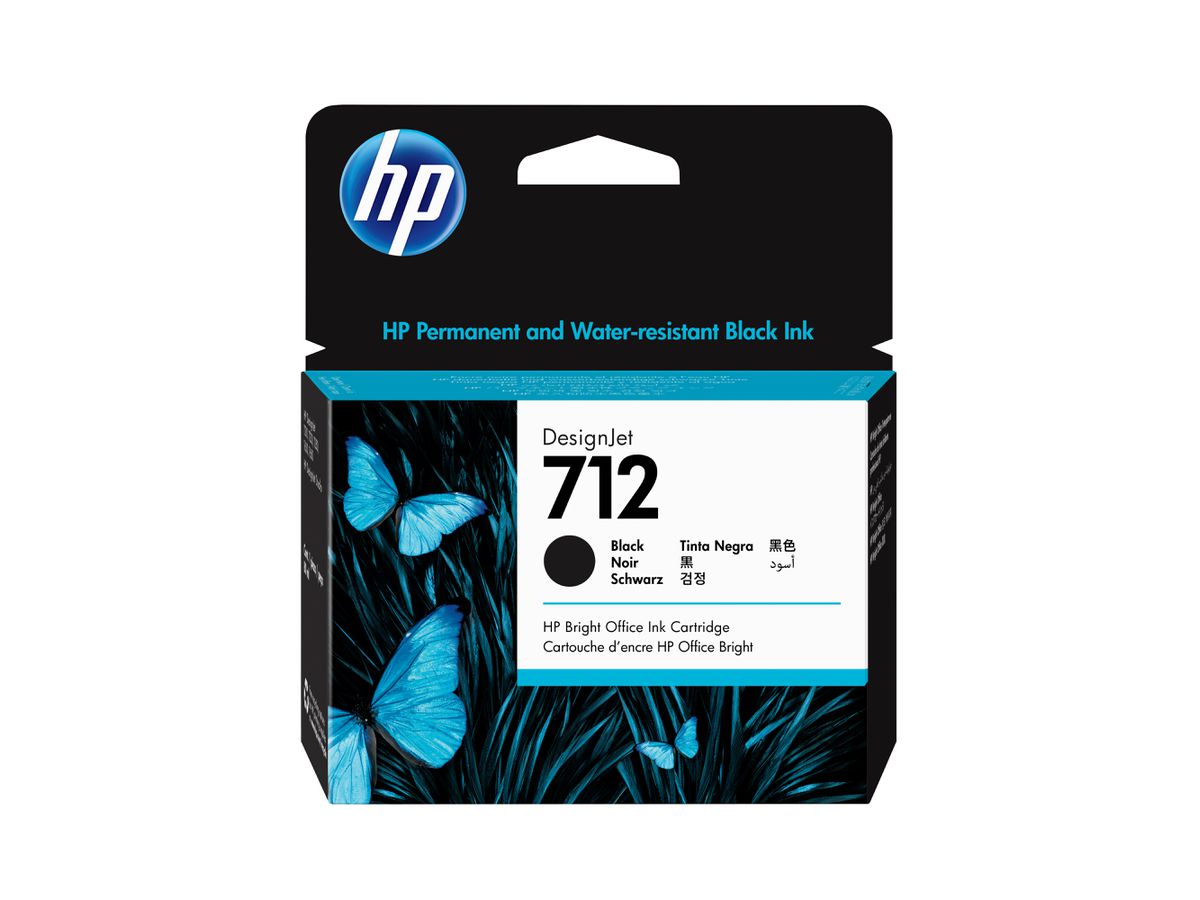 HP 712 Schwarz DesignJet Druckerpatrone, 80 ml