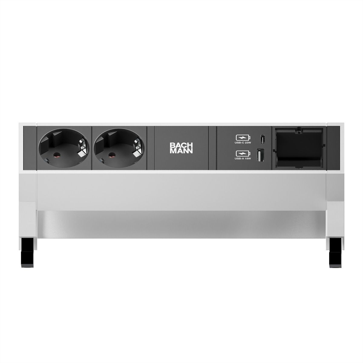 BACHMANN DESK2 2xSchutzkontakt USB A&C, USB Charger 22W 1xABD 0,2m GST18 INOX