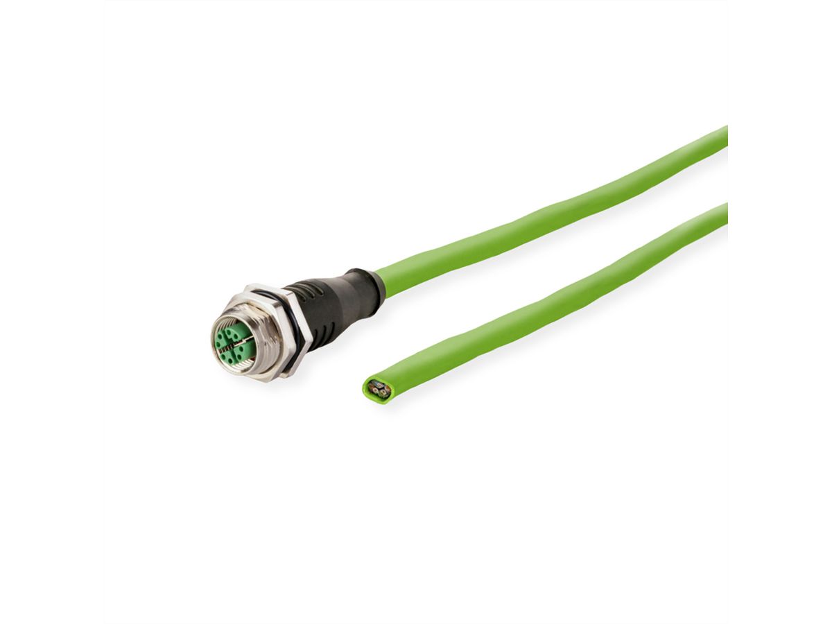 METZ CONNECT Anschlussleitung M12-Stecker ger./offen, 8polig, X-kodiert, PUR, 1 m