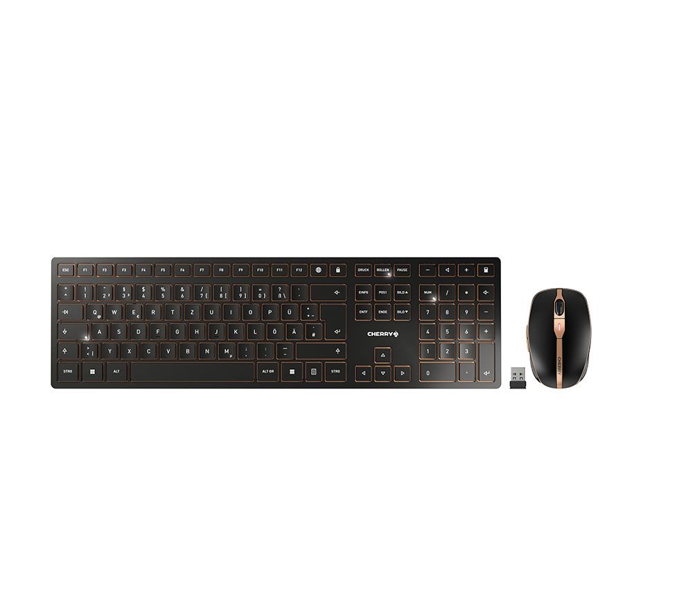 CHERRY DW 9100 SLIM Tastatur Maus enthalten Universal RF Wireless + Bluetooth QWERTZ Deutsch Schwarz