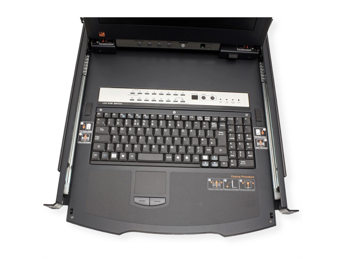 ATEN KL1516AiM KVM Over-IP Switch, 43cm TFT, VGA, PS/2-USB über Kat 5, 16 Ports, IT-Layout