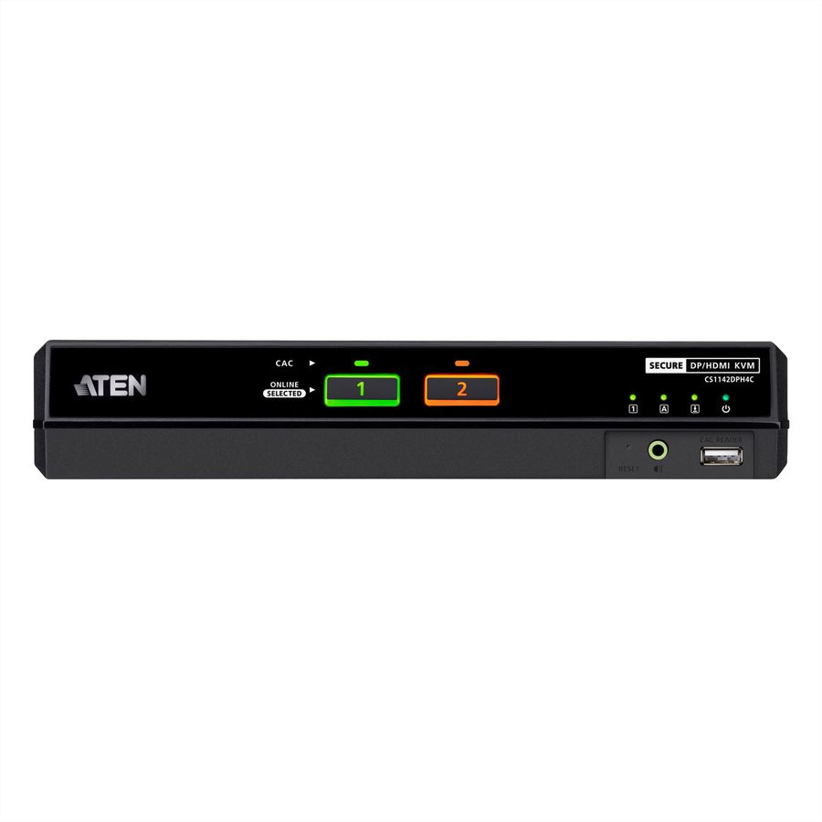 ATEN CS1142DPH4C 2-Port USB 5K DP/HDMI, Dual Bildschirm Universal Secure KVM Switch mit Cardreader