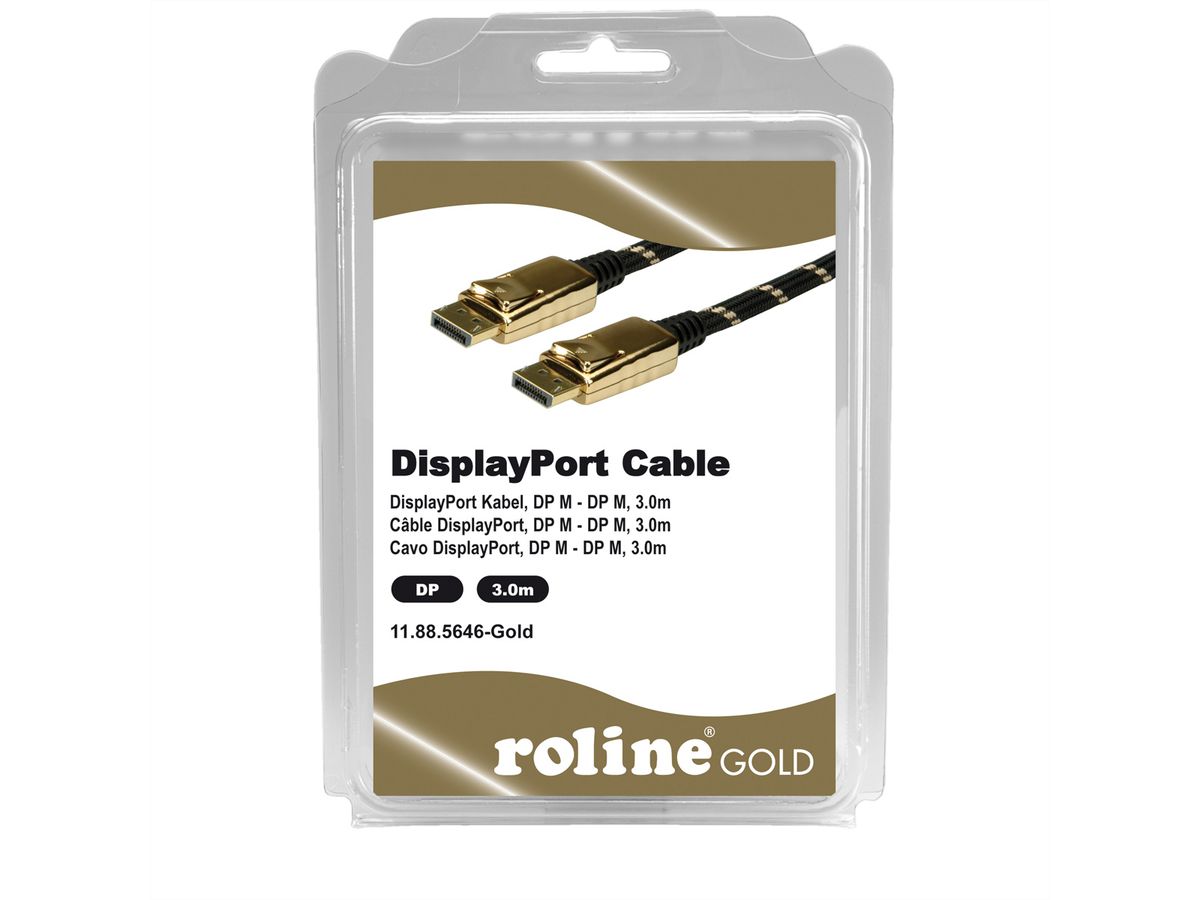 ROLINE GOLD DisplayPort Kabel, DP ST - ST, Retail Blister, 3 m