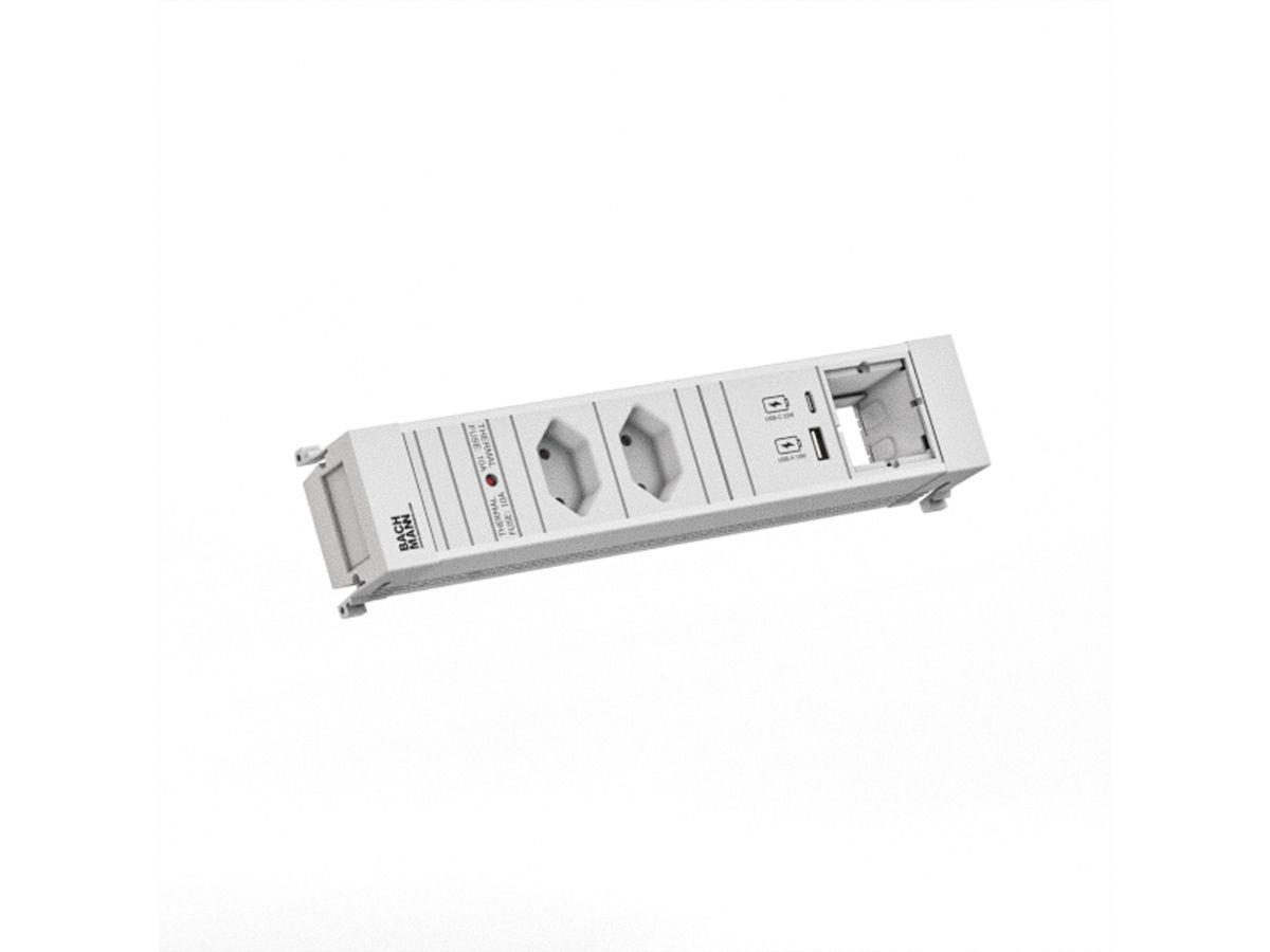 BACHMANN POWER FRAME 2xCH 0° 1xCM 1xUSB A/C 22W 0,2m GST18,weiss