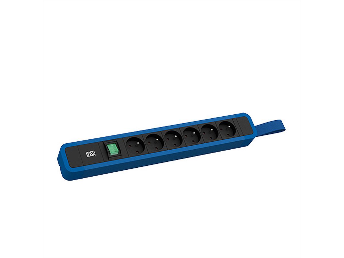 BACHMANN PRIMO 2 6xUTE 1xSchalter mit Schlaufe 2,0m CEE7/7 RAL5010