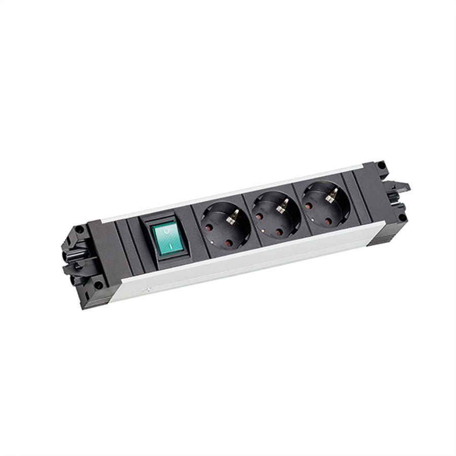 BACHMANN STEP ALU 3xCEE7/3, 1x Schalter für Steckdosen und Ausgang