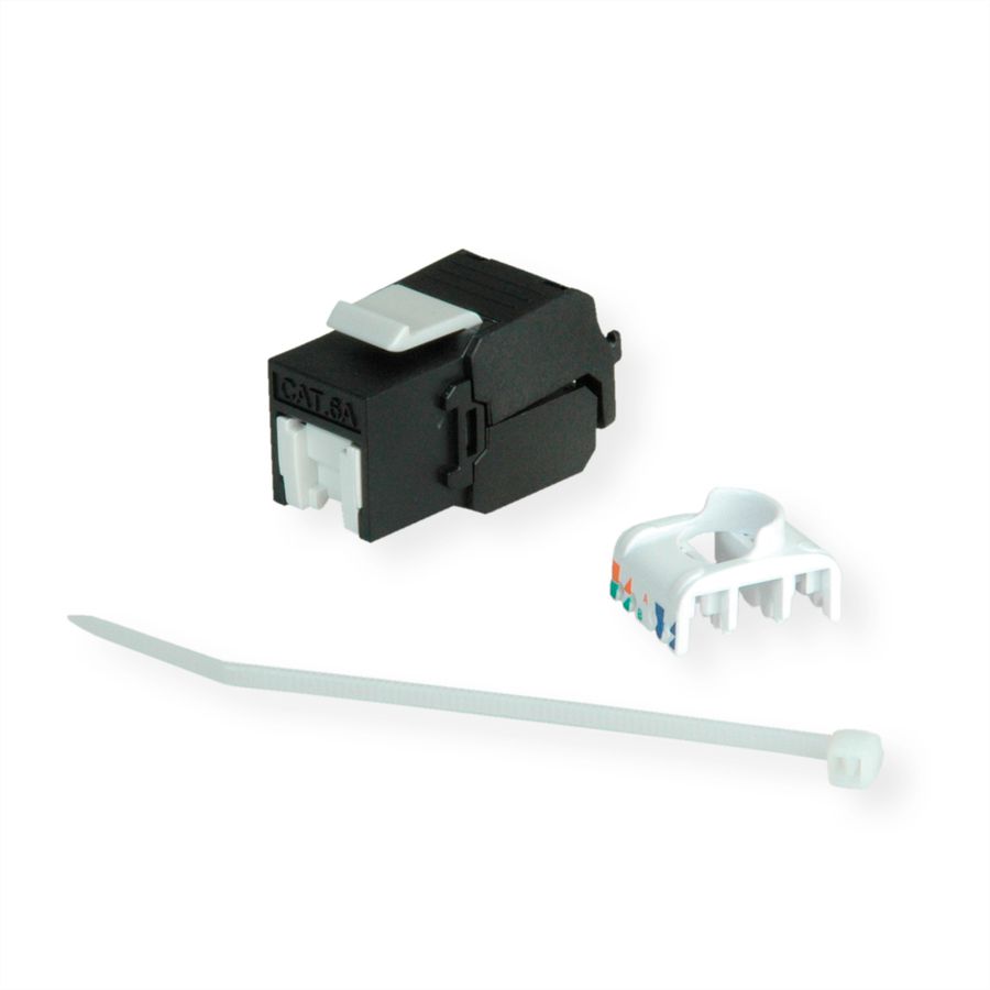 ROLINE Cat.6A (Class EA) Keystone, RJ-45, ungeschirmt, werkzeuglos, schwarz