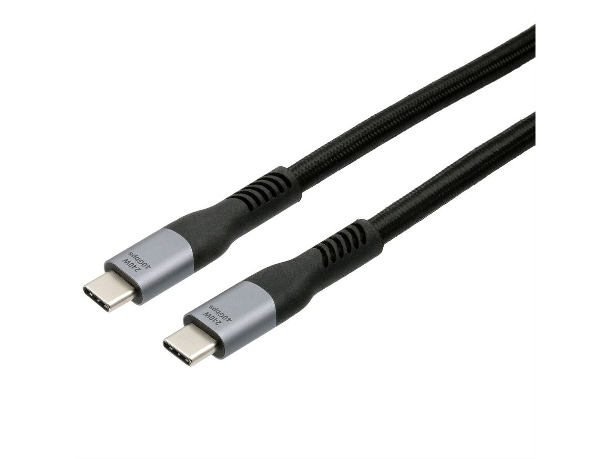 EXSYS EX-K1598-1.0 USB4.0 Kabel USB-C Stecker 1m 40Gbit/s 5A 240W schwarz Gewebe, 40Gbit/s, 240W, schwarz, 1 m