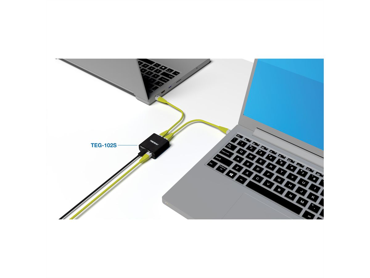 TRENDnet TEG-102S 2-Port-Gigabit-Splitter, mit USB-C-Stromversorgung
