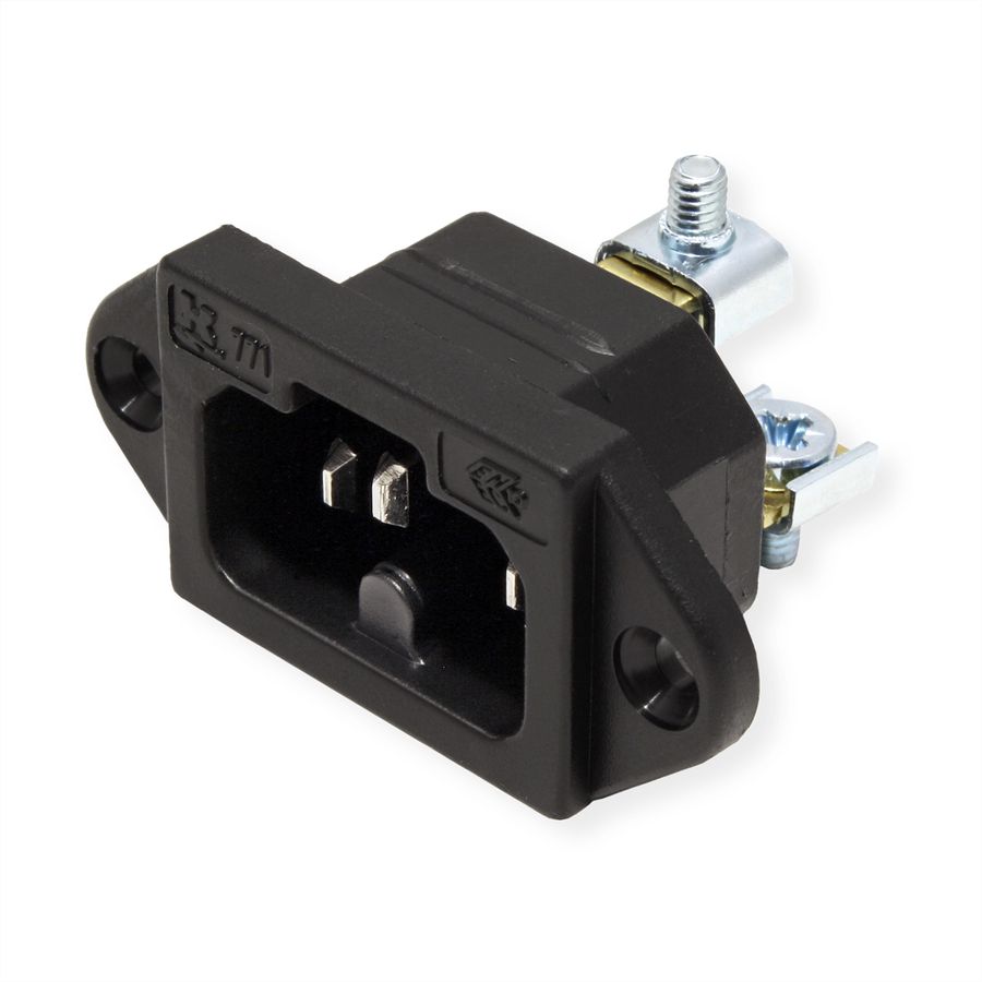 BACHMANN Heissgeräteinbaustecker IEC320 C15A, C16A mit Schraubanschlüssen, schwarz