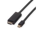 ROLINE Mini DisplayPort Kabel, Mini DP-UHDTV, ST/ST, schwarz, 2 m