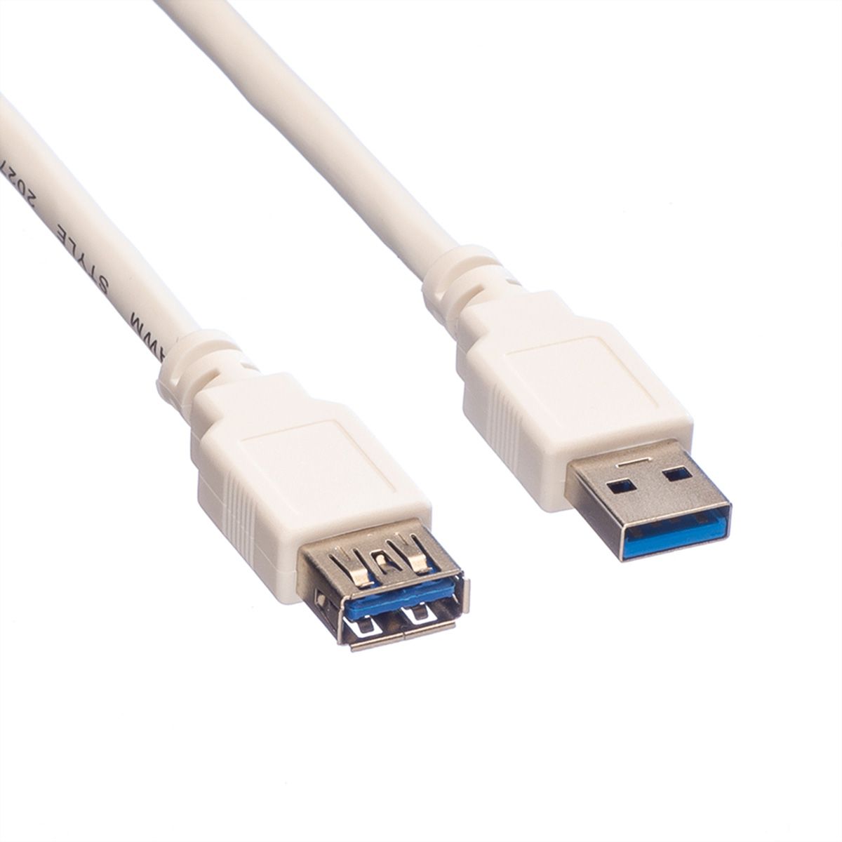 VALUE USB 3.2 Gen 1 Verlängerungskabel, Typ A-A, ST/BU, weiß, 0,8 m