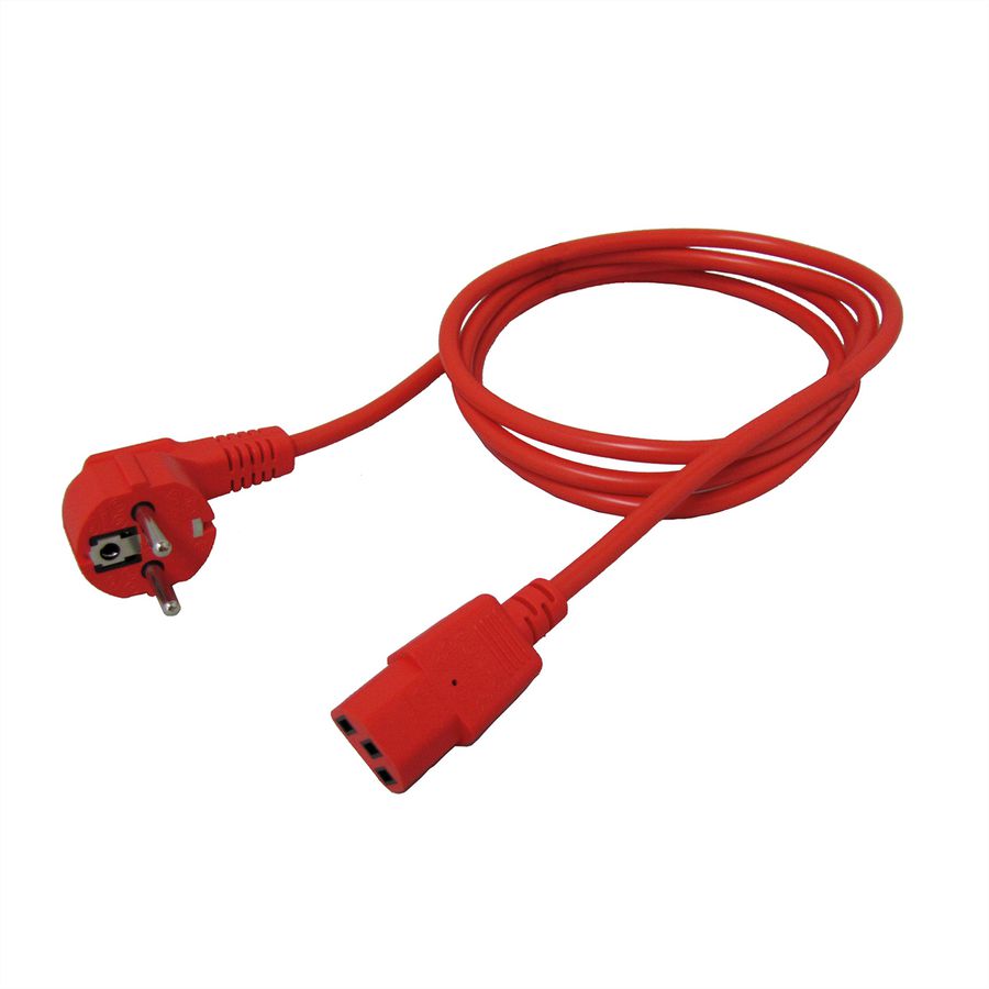 ROLINE Netzkabel, gerade IEC-Buchse, rot, 1,8 m