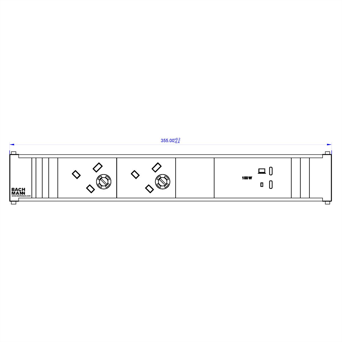 BACHMANN CONI 2xUK 45° 3,15A, 1xUSB C/C 100W L=0,2m
