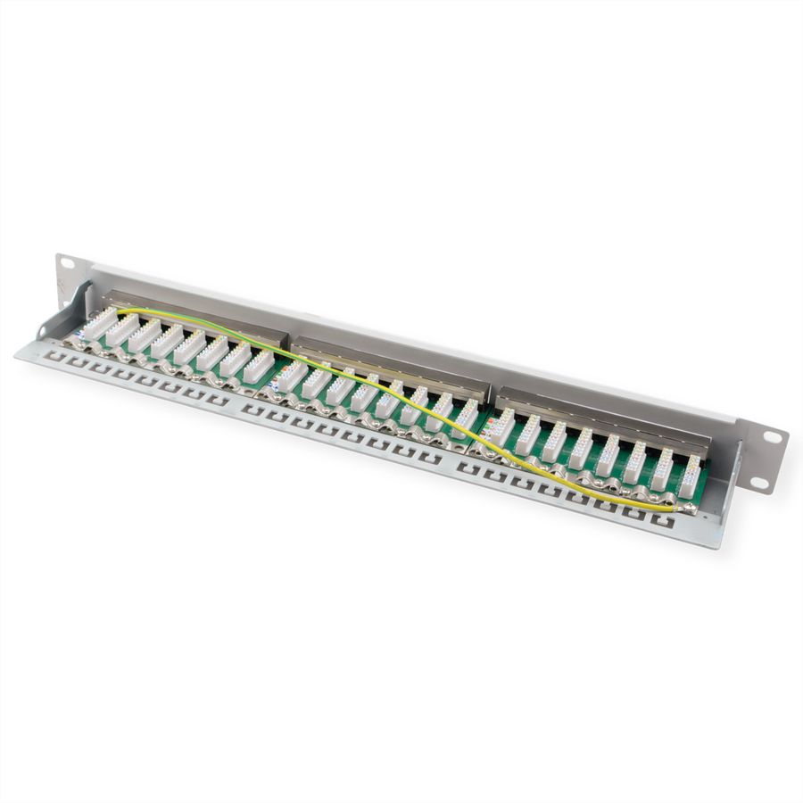 VALUE Cat.6A (Class EA) 19-Zoll-Patchpanel, 24 P, geschirmt, grau
