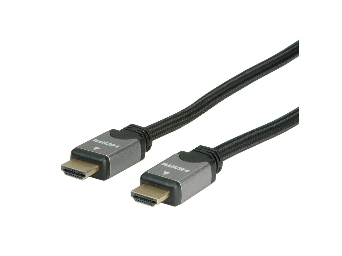 ROLINE HDMI High Speed Kabel mit Ethernet, ST-ST, schwarz / silber, 1 m