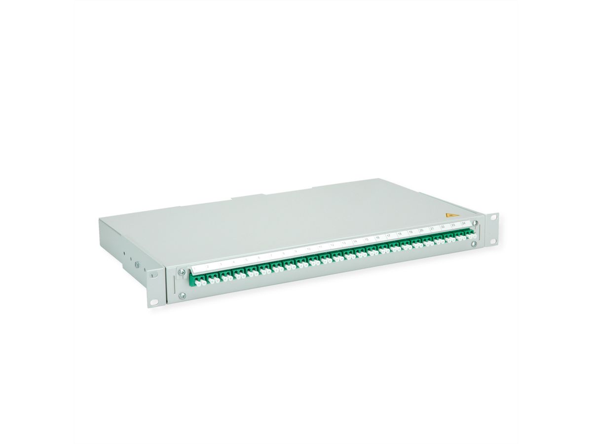 TELEGÄRTNER BASIS V LWL-Panel mit Kupplungen & Pigtails, 24x LC Duplex, grün, OS2 APC