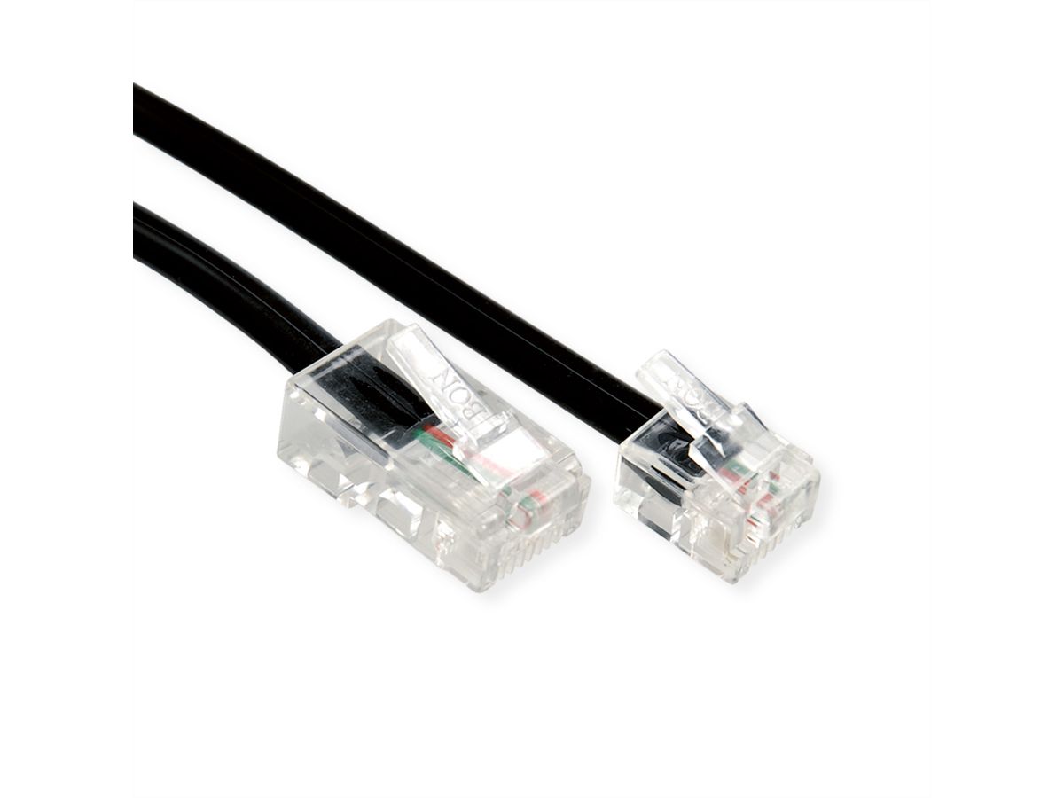 Telefonkabel RJ11 (6P2C) - RJ45 (8P2C), schwarz, 2 m