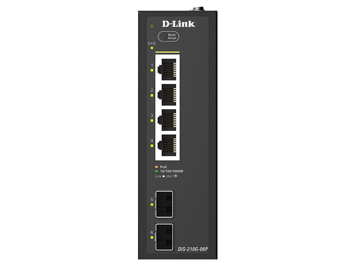 D-Link DIS-210G-06P 6-Port Switch, Smart Managed Gigabit PoE Industrial