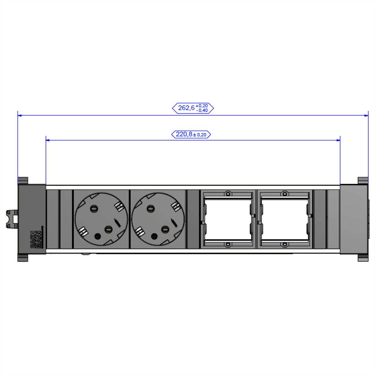 BACHMANN CONFERENCE TOP FRAME Medium Einsatz 2x Schutzkontakt 2x ABD