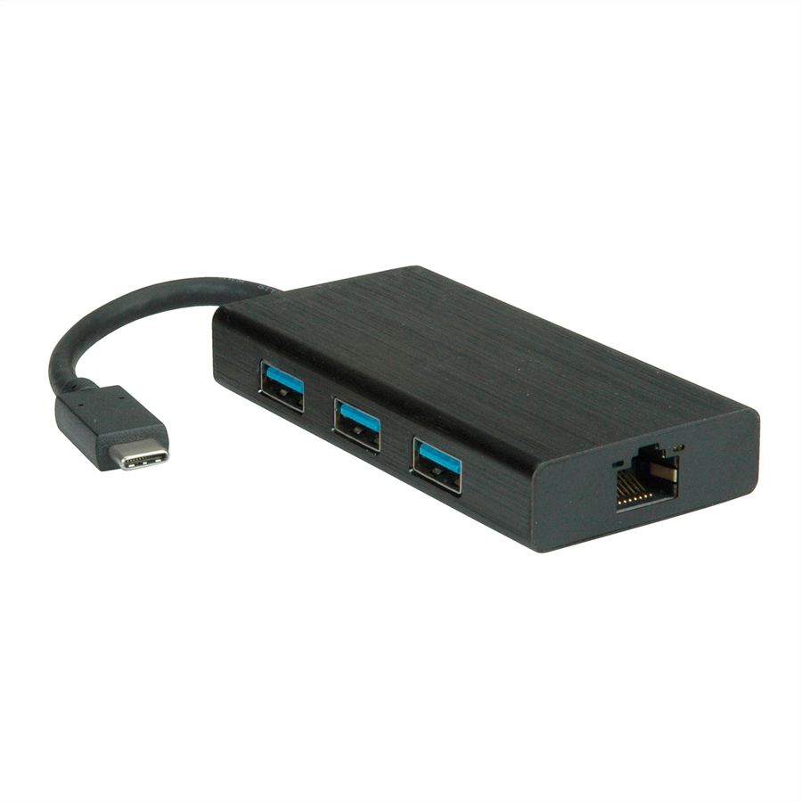 VALUE USB-C zu Gigabit Ethernet Konverter + Hub