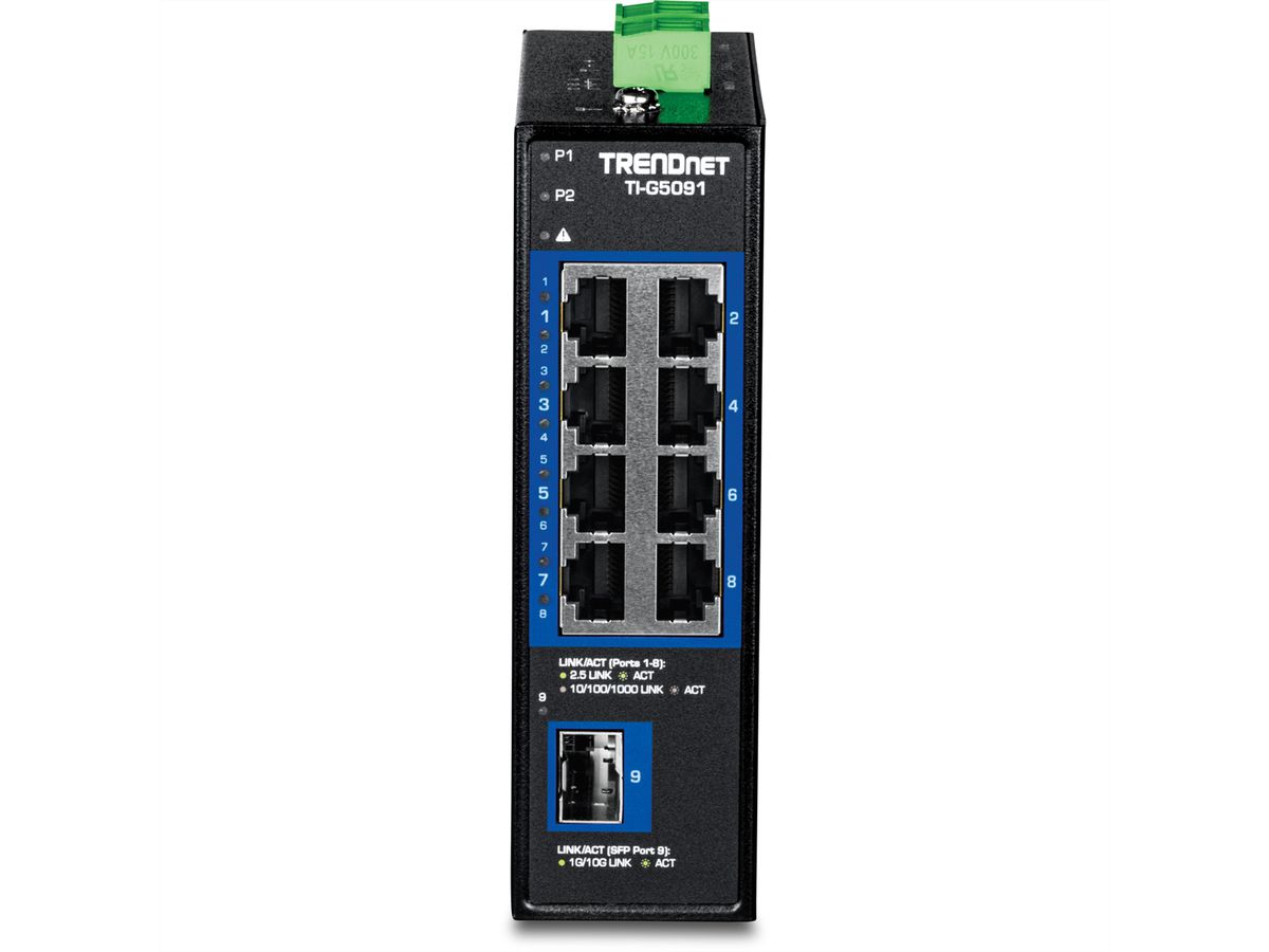 TRENDnet TI-G5091 DIN-Rail Switch 9-Port Industrial 2.5G mit 10G SFP+ Port