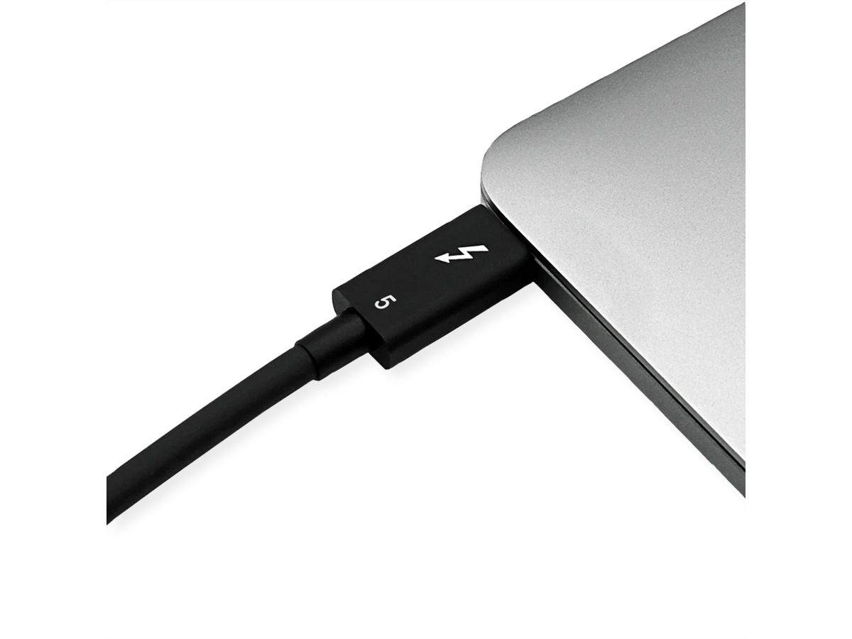 ROLINE Thunderbolt™ 5 Kabel, C-C, ST/ST, 80Gbit/s, 240W, passiv, schwarz, 0,8 m