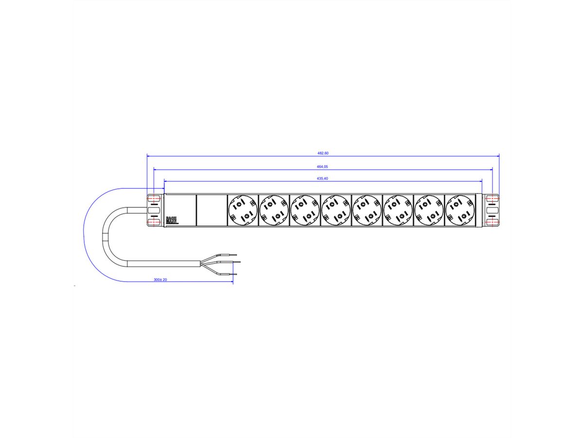 BACHMANN 19" 1HE 8xCEE7/3 mit Prüfleitung