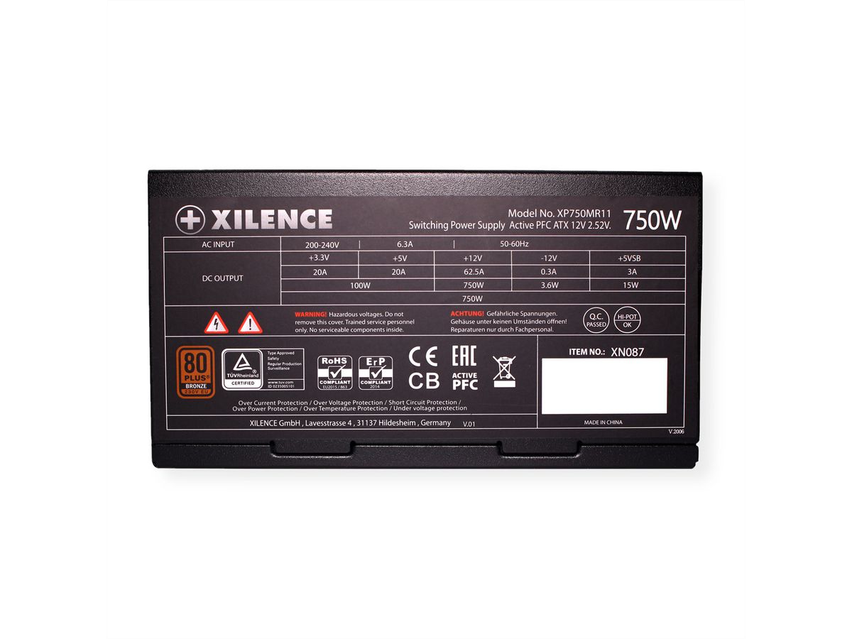 Xilence XP750MR11 PC Netzteil, 750W, Semi Modular, 80+ Bronze, Gaming, ATX