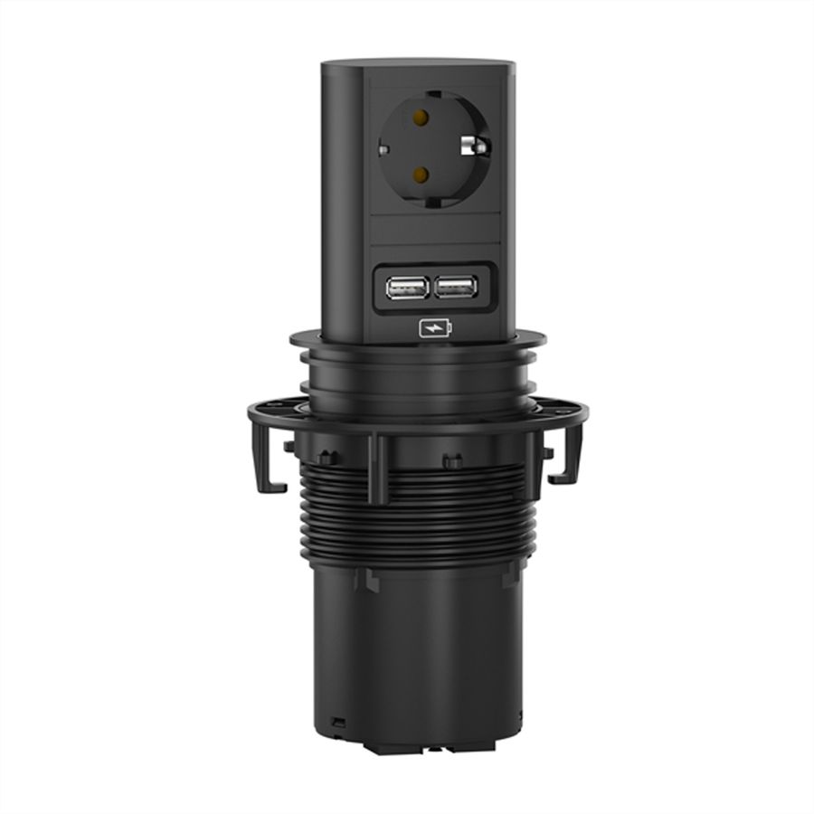 BACHMANN ELEVATOR 1xCEE7/3 1xUSB Charger 2,0m AEH RAL9005
