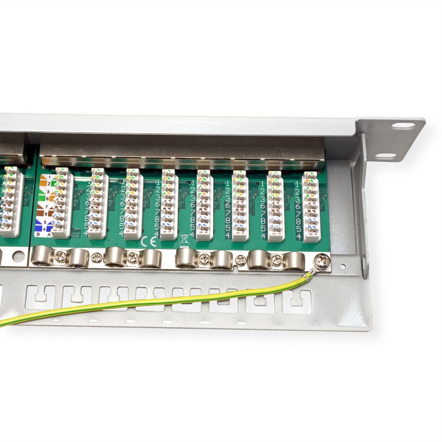 VALUE Cat.6A (Class EA) 19-Zoll-Patchpanel, 24 P, geschirmt, grau