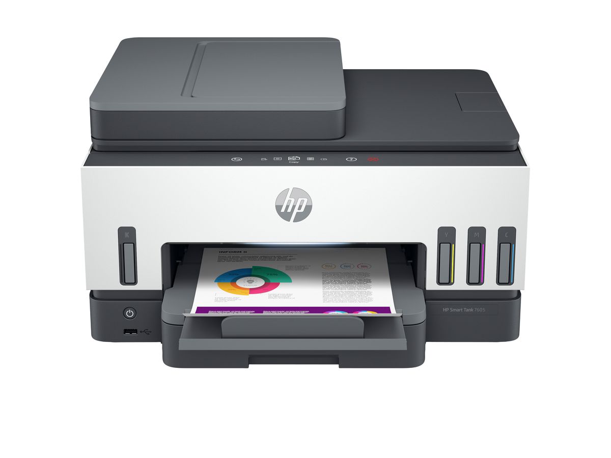 HP Smart Tank 7605 Wireless All-in-One Farbe Drucker, Beidseitiger Druck, Kopierer, Scanner