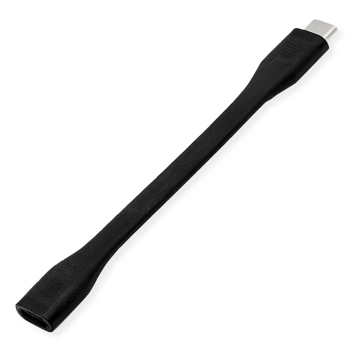 ROLINE USB4 Gen3x2 Verlängerungskabel, USB C-C, ST/BU, 8K UHD-2, 40Gbit/s, 100W, extra-flach, schwarz, 11,5 cm