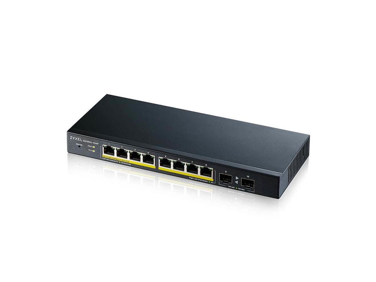 Zyxel GS1900-10HP Managed L2 Gigabit Ethernet (10/100/1000) Power over Ethernet (PoE) Schwarz