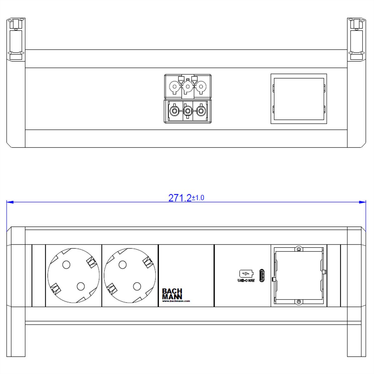 BACHMANN DESK 2xSchutzkontakt USB C, USB Charger 30W 1xABD GST18